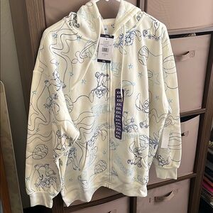 STITCH Cream Hooded jacket with Blue Print